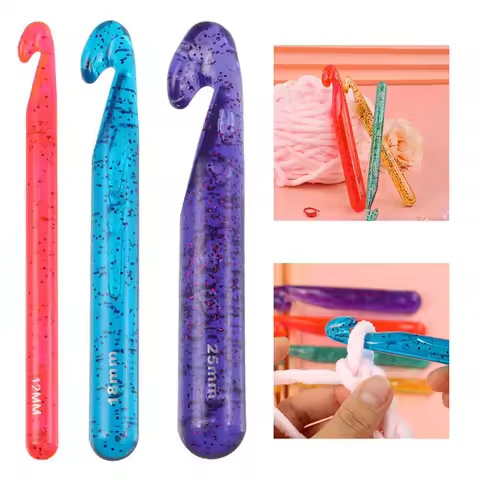 1pc Transparent Crystal Large Crochet Hook Big Embroidery Knitting Needles Large Crochet Hook Set fo