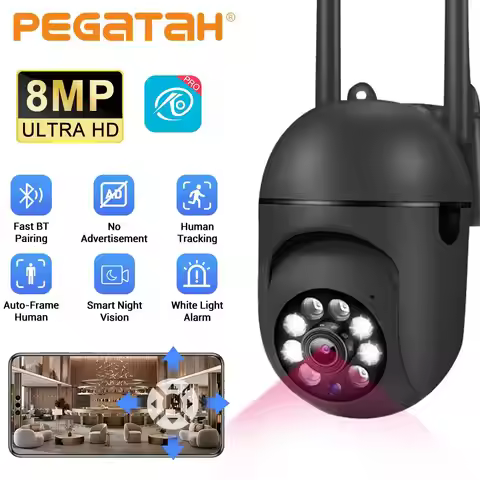 2.4G 4K 8MP Cameras Wifi Color Night Surveillance IP Outdoor Humanoid Tracking 4.0X Zoom Home No Ad 