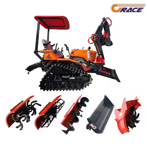 Ce Epa Euro5 Power Agricultural Farming Rotavator Rotary Tiller 25HP 35HP Excavator Crawler Tractor 