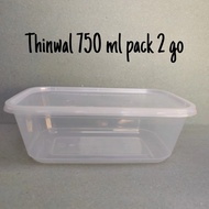 thinwal 750 ml rectangle pack 2 go / food container microwave