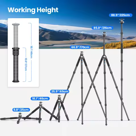 Carbon Fiber Tripod Heavy Duty Tripod Professional Camera Tripod Monopod WEYLLAN GX9 Tube 40mm for T