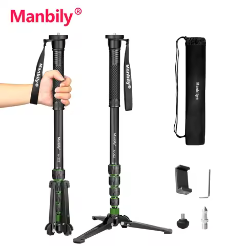 Manbily Lightweight Camera Tripod Monopod Selfie Stick Aluminum A-222 Pro For Canon Nikon DSLR Trave