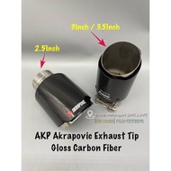 AKP Akrapovic Exhaust Tip Gloss Carbon Fiber Universal AKP Single Exhaust Ekzos Tip Car Exhuast Tip Akrapovic Carbon