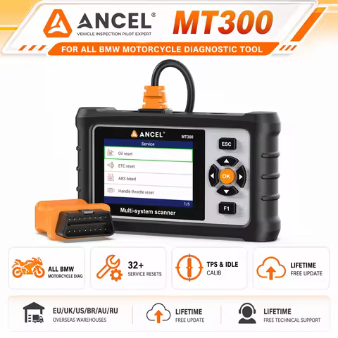 Motorcycle Moto OBD2 Code Reader Scanner ANCEL MT300 32+ Special Function Auto VIN Full System Vehic