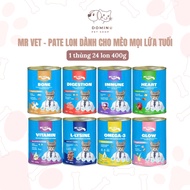 [BOX OF 24 CANS 400G] MR VET canned Pate, wet food for cats of all ages, comprehensive nutritional s