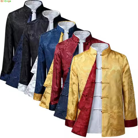 Chinese Styple New Dragon Totem Shirt Kung Fu Coats Tang Suit Jacket Traditional Chinese Clothing Ja