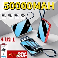 Mini original power bank 50000mah Built-in 3 Charging Cables Power Bank Fast Charging powerbank Flas