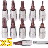 5Pcs/Set Drive Socket Screwdriver Head Hand Tools 1/4 Inches Wrench Adapter Home Durable Alloy Steel