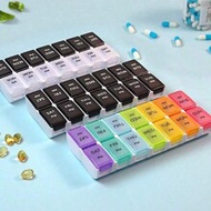1PC Innovative Rainbow Black-And-White Transparent Lid Design Large Capacity 7-Day 14-Compartment AM