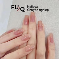 Nailbox Fu2Q - Natural Pastel Pink Square Design Fake Nails