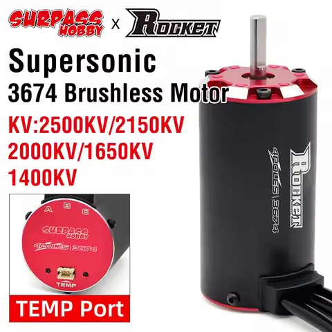 Rocket Motor 3674 Brushless Motor 2500KV 2150KV 2000KV 1650KV 1400KV w/Temp Sensor for 1/8 1/10 RC C