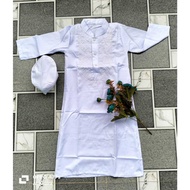 KATUN Juba White embroidered boys'koko for ages 4-15 with bonus toyobo cotton cap