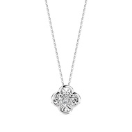 NGG Dazzling Diamond 18K White Gold Diamond Success Clover Necklace - สร้อยคอเพชรแท้ (มีใบรับประกัน)