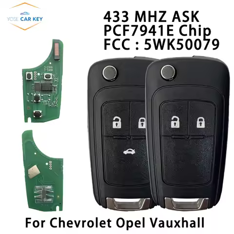 YOSE 5WK50079 Remote Flip Key 433MHz FCF7941E For 2009 - 2017 Opel Vauxhall Corsa Tourer Cascade E Z