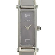 二手 Gucci 1500L 不鏽鋼石英錶，附模擬顯示和灰色錶盤，適合女士。