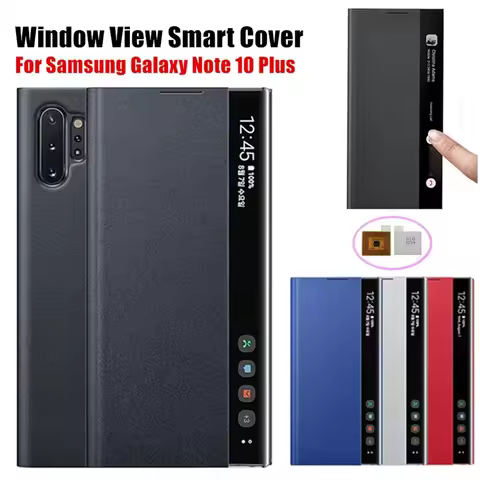 For Samsung Galaxy Note 10 Plus Note 10 Window View Free-flip Answer Calls Smart Chip Flip Leather C