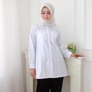 Seenaoutfit - Km 002 Kemeja Baju Putih Polos Pns Wanita Kerja Kantoran