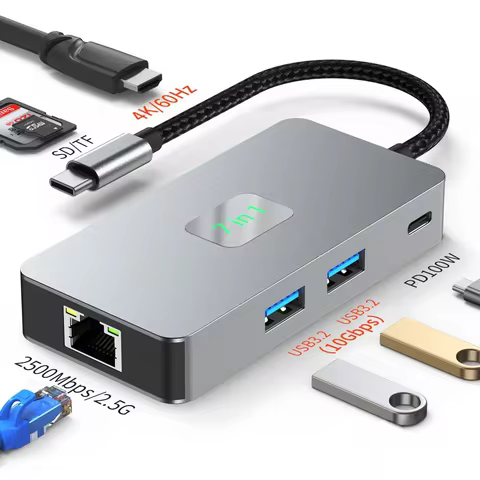 FC&EC USB-C Docking Station Type-c to 4K HDMI-adapter RJ45 Gigabit 2.5G Ethernet USB 3.2 Hub Splitte