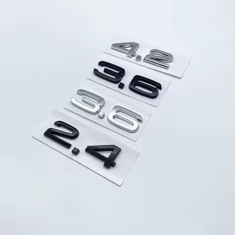 Letters Numbers 3.6 4.2 2.4 Chrome Black Emblem Car Exterior Fender Badge Sticker Accessories For A1