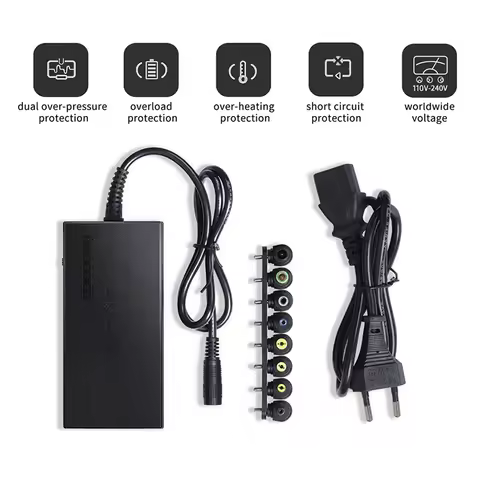 Universal Power Adapter 96W 12V To 24V Adjustable Charger Set DC 5.5x2.1mm 8 Plugs For Dell Toshiba 