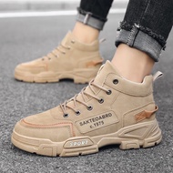 地支星秋冬季新款劳保鞋中高帮增高皮靴马丁靴男靴子男干活鞋功能鞋百搭电焊工地工作鞋子男士工装鞋厨房鞋 MK-MD03卡其色- 39