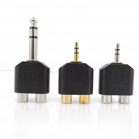 Audio stereo 3pole 3.5mm 6.5 6.35mm Male Plug To 2 Dual Rca Female Jack 1/4 inch Y Splitter Connecto