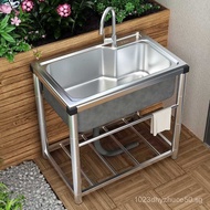 Outdoor Garden Sink with Stand Stainless Steel Integrated Basin for Courtyard Yard Large Single Sink