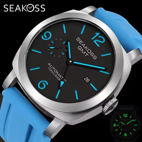 SEAKOSS GMT Super Luminous Diving Automatic Mechanical Watch Men 10ATM 1963 Seagull st2557 Movement 