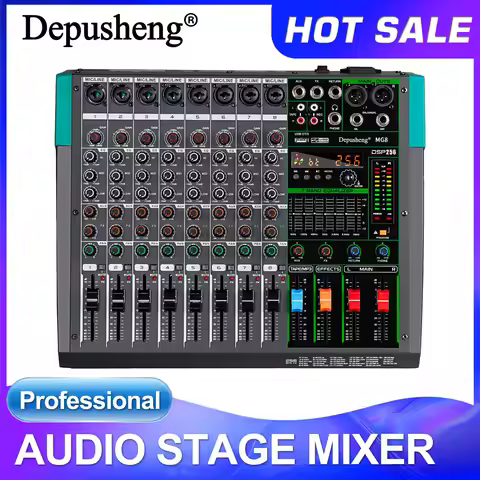 Professional Audio Mixer Depusheng MG8 8 Channel Sound Board Console DJ Mixing Desk System Interface