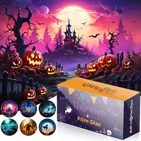 4K Galaxy Projector Night Disc HD Star Projector Disc Halloween Projector Disc - 6 Pcs Halloween Set