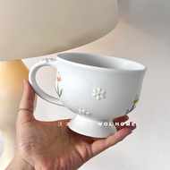 Vintage Daisy flower mug Breakfast cereal mug Ceramic afternoon teacup