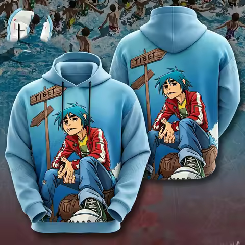 Hip Hop New Rock Hoodie Sweatshirt Gorillaz Band 3d Print Hoodie Men Women Fashion Oversized Tracksu