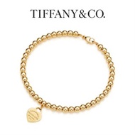 Tiffany & Co.蒂芙尼18K黃金4mm愛心佛珠手鍊 原裝盒袋全套 順豐包郵（香港地區）