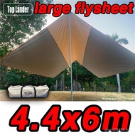 Camping Flysheet 4x6 Silver Coating 4x6m Waterproof Oxford Tent Tarp Large Flysheet Big Fly Sheet 4x6 Sun Shelter for 8-12 Persons Whole Family Outdoor Camping Picnic