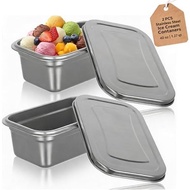 2Pcs Stainless Steel Ice Cream Storage Containers with Lids, 40 oz Homemade Ice Cream Containers , R