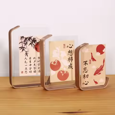 Photo Display 6 Inches Wooden Photo Frame Alien Acrylic Material Double-sided Frame Tabletop Display