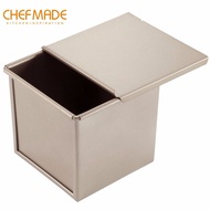 CHEFMADE Non-stick Square Mini Pullman Loaf Pan With Cover 0.55Lb Dough Capacity Smooth Toast Box