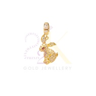 916/22K Jade Rabbit Pendant (22K Gold Jewellery)