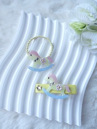 手繪木馬髮飾 髮圈髮夾 熱縮片滴膠 UV Resin hair accessories