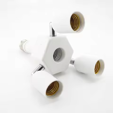 Adjustable E27 to 4 E27 bulbs base Splitter Socket LED Lamp Base Light Holder Adapter Converter 4 He