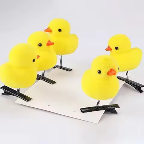 5Pcs/Lot Cartoon Funny Children 3D Little Yellow Duck Plush Hairpin Funny Christmas Gift Cute Spring