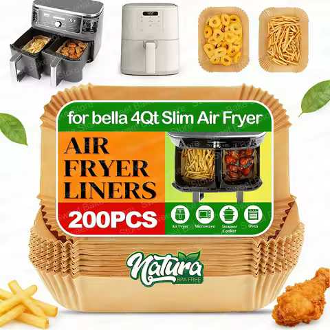 Rectangular Airfryer Disposable Parchment Paper Liner for Bella 4Qt Slim Air Fryer(3.3lb Capacity), 