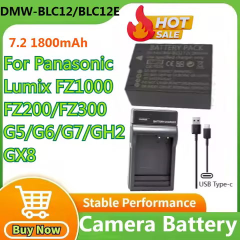 DMW-BLC12 BLC12E 7.2V 1800mAh Battery for Panasonic Lumix FZ1000 FZ200 FZ300 G5 G6 G7 GH2 GX8 Camera