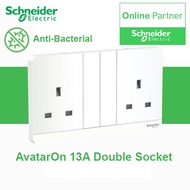 Schneider Electric AvatarOn - 13A 250V 1Gang (Single) and 2Gang (Double) Switched Socket, White ,Anti-Bacterial Socket