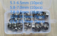 ▲☑ Free shipping Pipe Clamp High Quality 40 PCS Stainless Steel 304 Single Ear Hose Clamps Assortment Kit Single with box