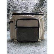 Beige Black Zipper Backpack Bag