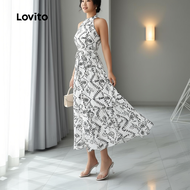 Lovito Gaun Boho Berlapis Bertingkat Musim Semi/Musim Panas untuk Wanita LBL30293