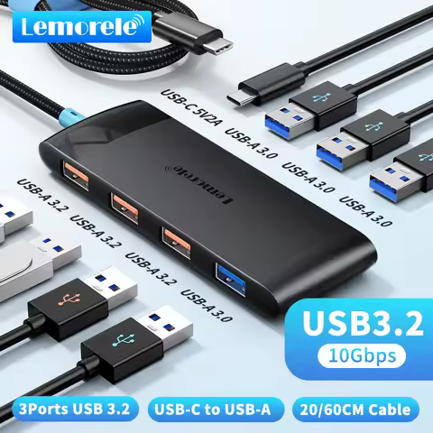Lemorele TC110 8 Port HUB USB C 10Gbps Hub USB Type C to USB 3.2 Gen Data 3 Ports Hub Adapter For Co