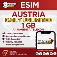 eSIM Austria Daily Unlimited Data Activated Instantly (1GB)