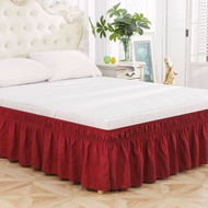 1mx1m9/ 1m37x1m9/ 2mx2m Solid Color Elastic Bed Skirt Twin/Full/Queen Size Elastic Bed Runners Ruffl